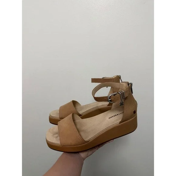 Lucky Brand Bandia Leather Platform Wedge Sandals – Women's Size 10 - Picture 2 of 9